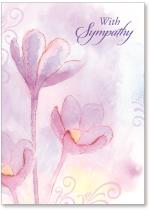 Watercolor purple flowers with yellow center