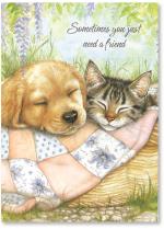 Puppy & Kitten In Basket