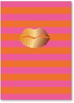 gold lips on stripes