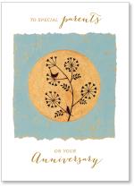 Two birds on branch in gold circle