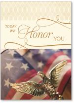 American flag and gold eagle