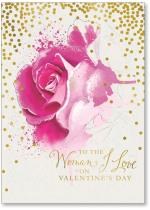 Watercolor Rose with gold dots