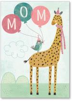 Giraffe with Bird and BDay Balloons