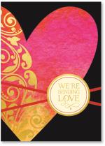 Watercolor heart with gold swirls