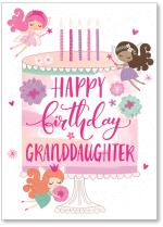 Flying fairies decorating a birthday cake