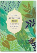 Text in shape with leaves, dots and shapes.