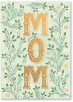 Leaves and flowers around 'MOM'