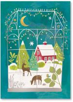 Greenhouse with snowy homey scene inside