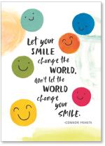 Circular painterly smiling faces