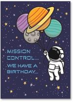 Astronaut with planet balloons