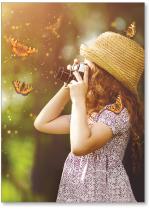 Girl taking pictures of butterflies