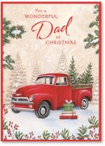 Red truck with trees and presents