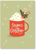 Red mug with foam greens and candy canes