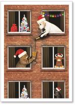 Animals looking out windows