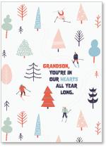 Illustrated skiing scene