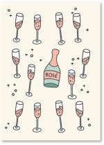 Bottle of wine with a dozen glasses