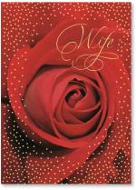 Red rose with gold dots