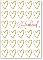 Repeat gold hearts on white