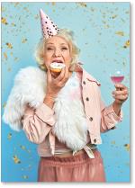 Party woman eating cake