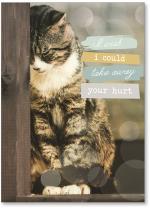 Cat leaning head against post