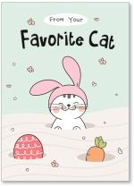 Cartoon cat in bunny ears