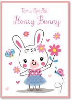 Cute bunny girl with hearts and flowers