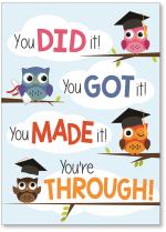 Owls with grad hats