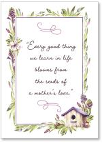 Watercolor birdhouse and grape hyacinths