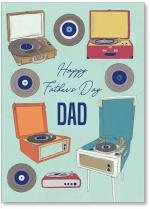 Different vintage record players and records
