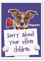 Dog holding sign