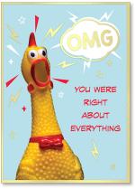 Shocked rubber chicken face