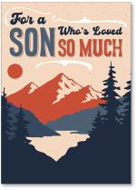 Retro mountain and forest scene