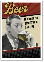 Retro man drinking beer