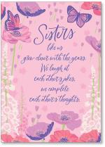Purple butterflies and poppies on pink