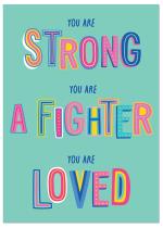 Teal background with colorful lettering