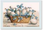 Basket Of Eggs & Blue Flowers