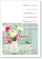 Vase of pink and white flowers