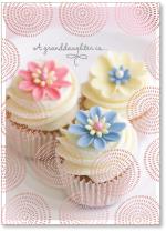 Cupcakes with flowers foil circle design pattern