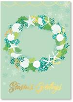 Seashell wreath in blues and greens