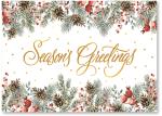 Season's Greetings and pine top and bottom