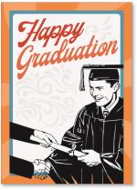 Retro grad shaking hands and getting diploma