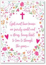 Flowers scattered around cross and long cover text