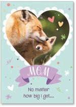 Heart with mom and baby foxes