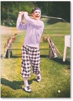 Retro guy golfing