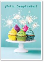 Cupcakes on plate with sparklers
