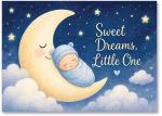 cute crescent moon and baby